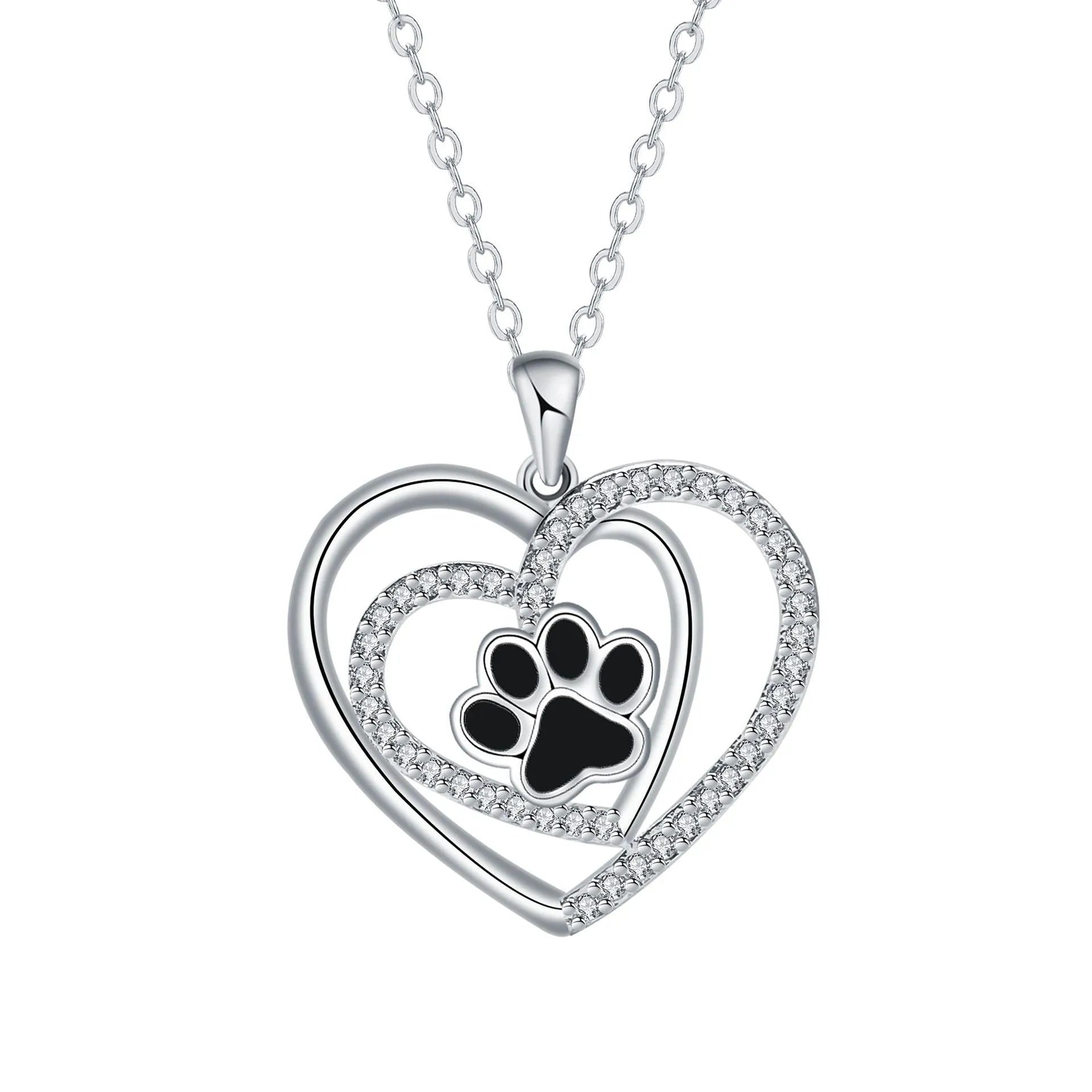 Original design women's necklace with copper dog paw print pendant on a cross chain.
