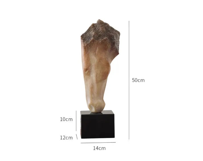 Abstract horse head sculpture ornament with carved surface, 50cm tall desktop decoration