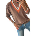 Casual loose knitted top for women solid colour polyester pullover