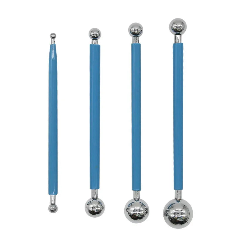 Pottery tool set with acrylic stainless steel and plastic tools in blue pen bag for clay modelling