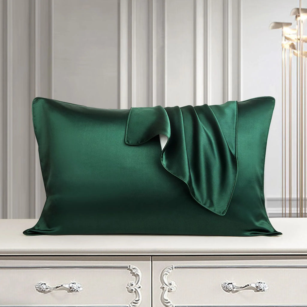 100% mulberry silk pillowcase 48x74cm palace luxury style with inlaid rope edge in champagne gold