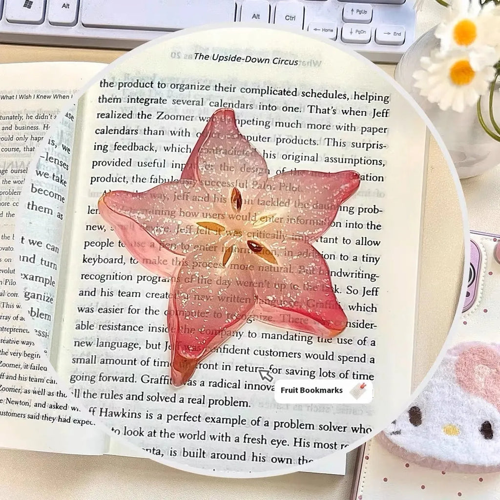 Cute fixed photo cartoon watermelon fruit bookmark made of plastic, approximately 8-10cm in size, transparent style.