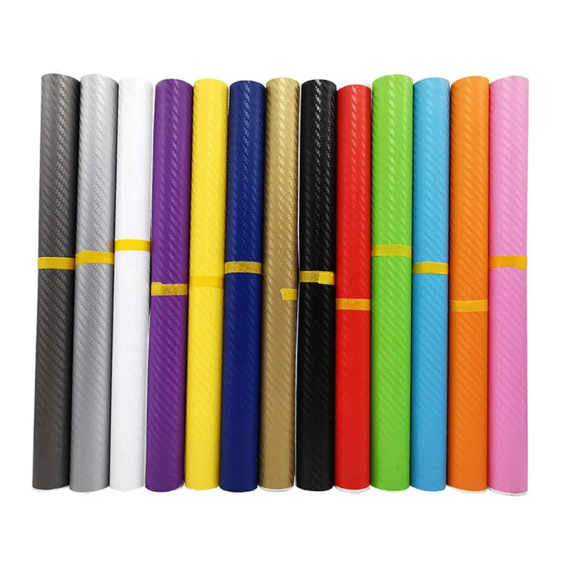 Roll of 3D carbon fibre car sticker measuring 30cm by 127cm in eight colour options