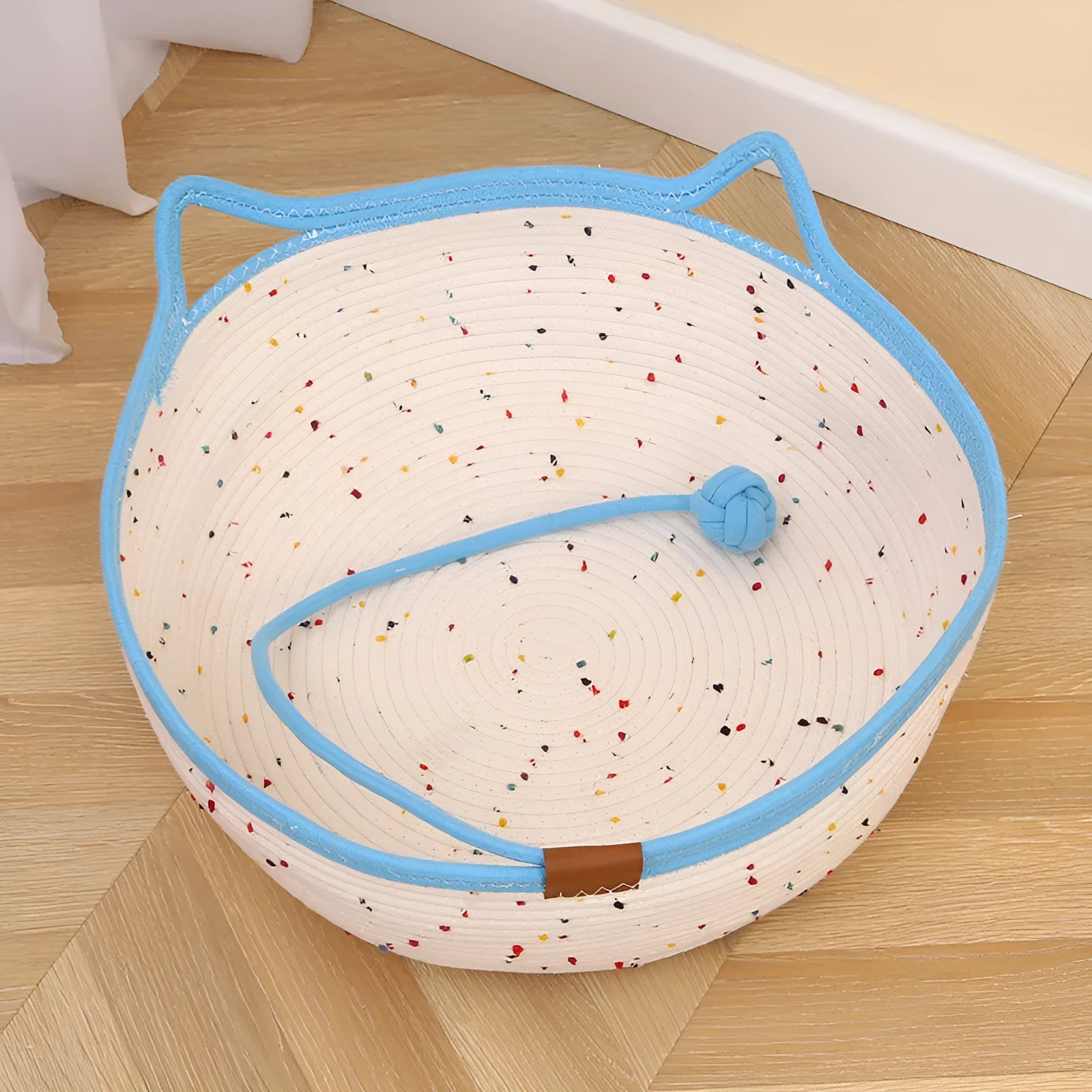 Cotton and hemp rope cat nest mat in large size with a toy ball for cats