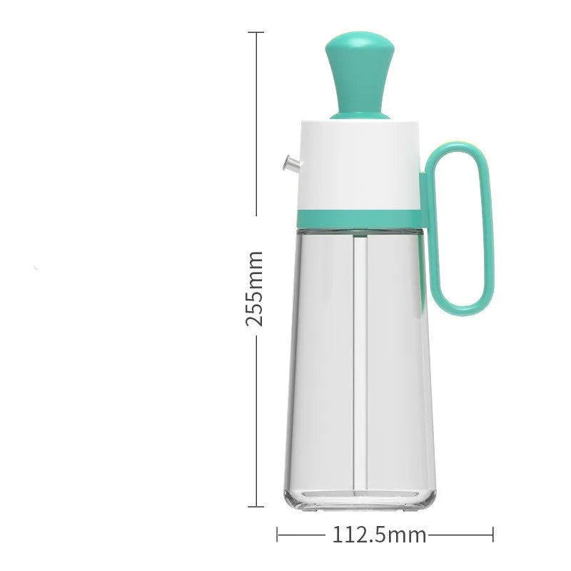 2-in-1 oil dispenser with silicone brush head and 304 stainless steel nozzle, 550ml glass bottle in yellow