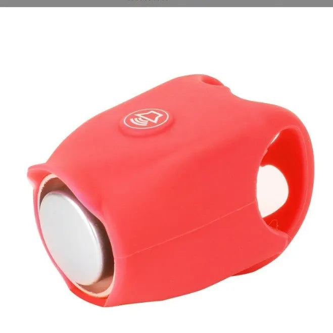 Plastic bicycle electronic horn in black with 12.5cm length and button battery compartment