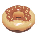 Chocolate brown TPR donut dog toy with textured surface for teeth cleaning.