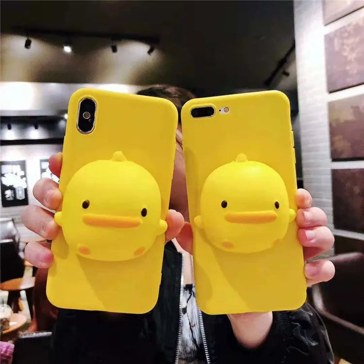Yellow stereo squeeze TPU phone case for Samsung Galaxy showing flexible protective cover