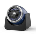 Navy blue 12v car heating fan with large air outlet for fast fog and frost removal