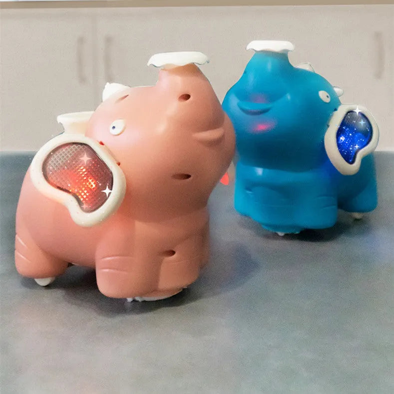 Intelligent Floating Ball Blowing Elephant electric pet toy in pink with floating ball, 15x13x16cm