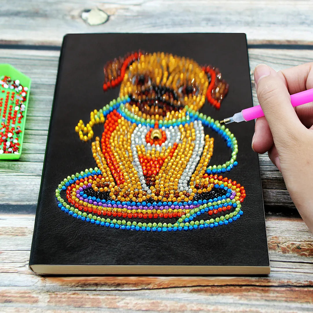 DIY diamond painting notebook A5 with black card cover and blank pages