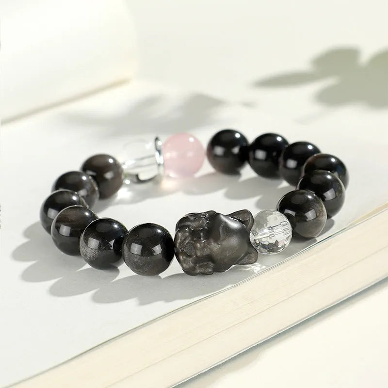 Silver Stone crystal beaded bracelet for women with electroplated diamond-shaped beads in white pink navy blue and black hair crystal