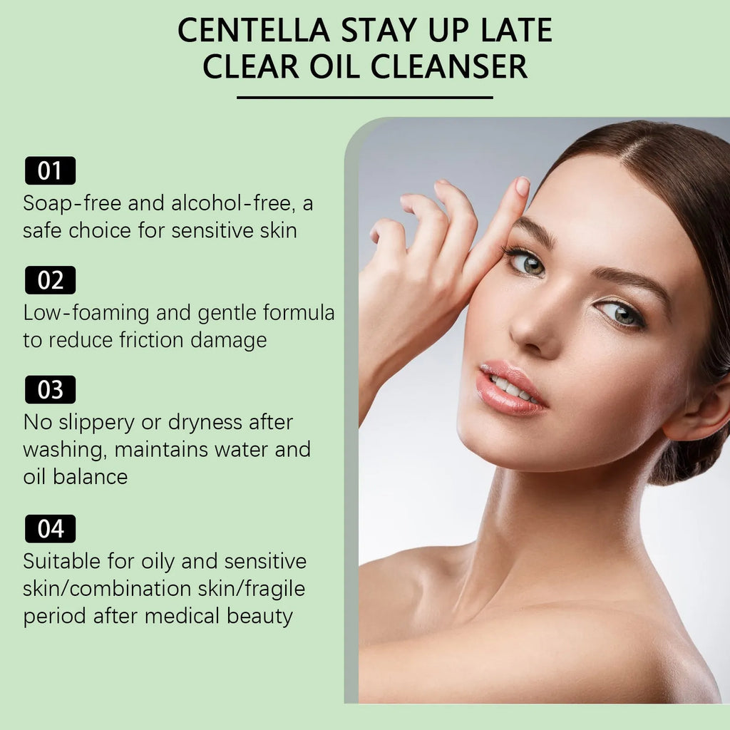 Centella Stay Up Late Clear Oil Cleanser 100g oil-based facial cleanser with Centella Asiatica for gentle daily use