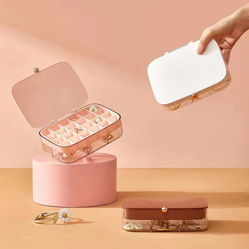 Jewellery storage box with multi-layer compartments in modern minimalist design