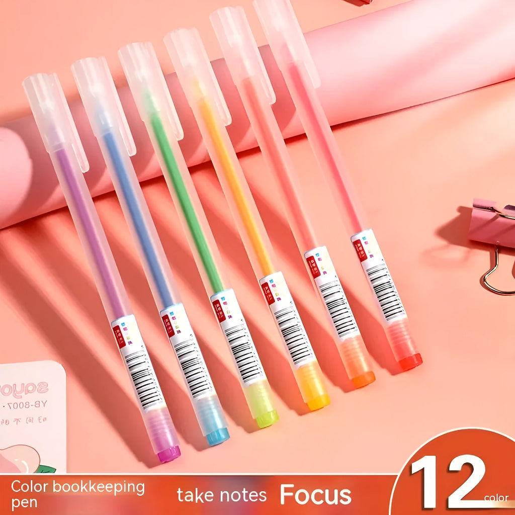 Colour boxed gel pen stationery with 0.5mm fine point plastic shell and assorted ink colours
