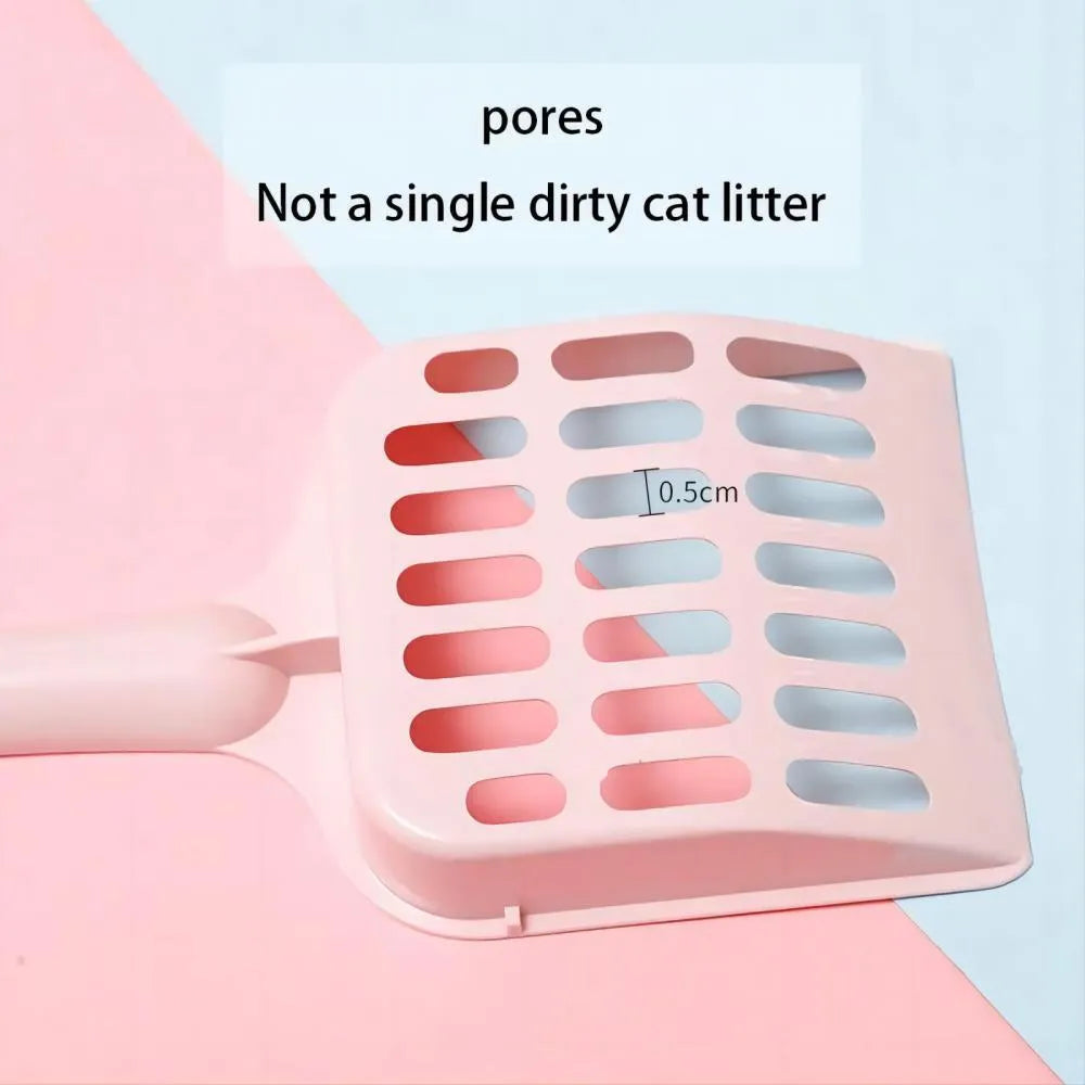 Plastic cat litter scoop in blue colour showing 20cm length for litter box cleaning