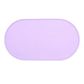 Silicone waterproof placemat for cat food and water bowls in beige, showing its size next to a bowl.