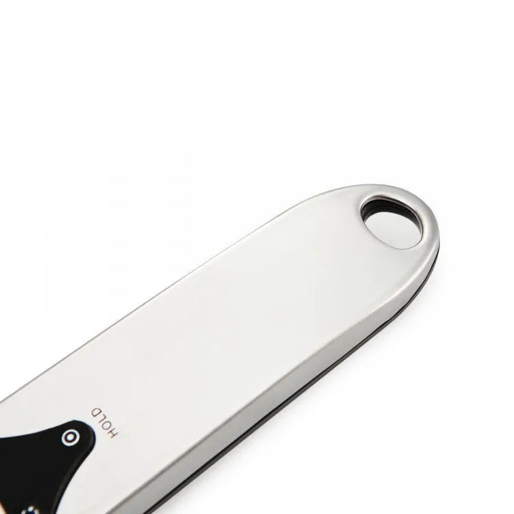 Smart measuring spoon digital scale with stainless steel body and digital display, 0.1g precision, 300g capacity