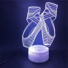 3D ballet shoe LED night light with remote control showing seven colour options