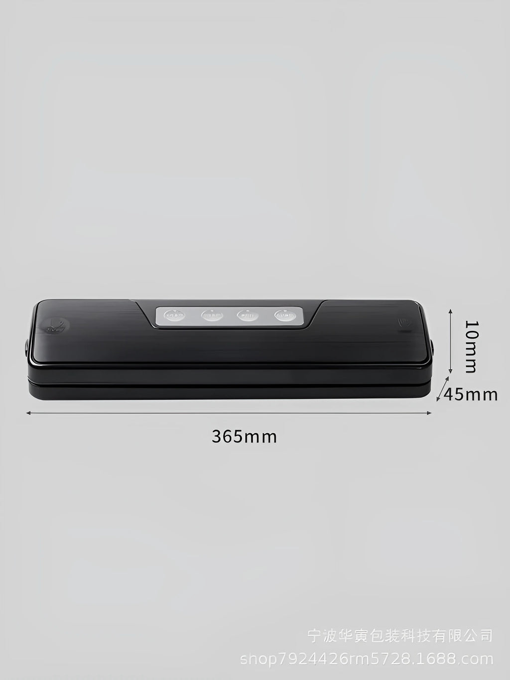 Black compact automatic vacuum sealer machine for food preservation on a kitchen counter.