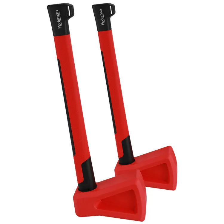 Red plastic fitness axe trainer for home muscle conditioning and strength training
