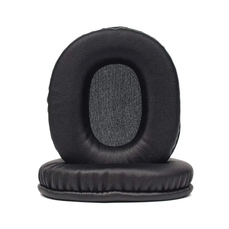 Two black PU leather replacement ear pad covers for Sony MDR-1R headphones.
