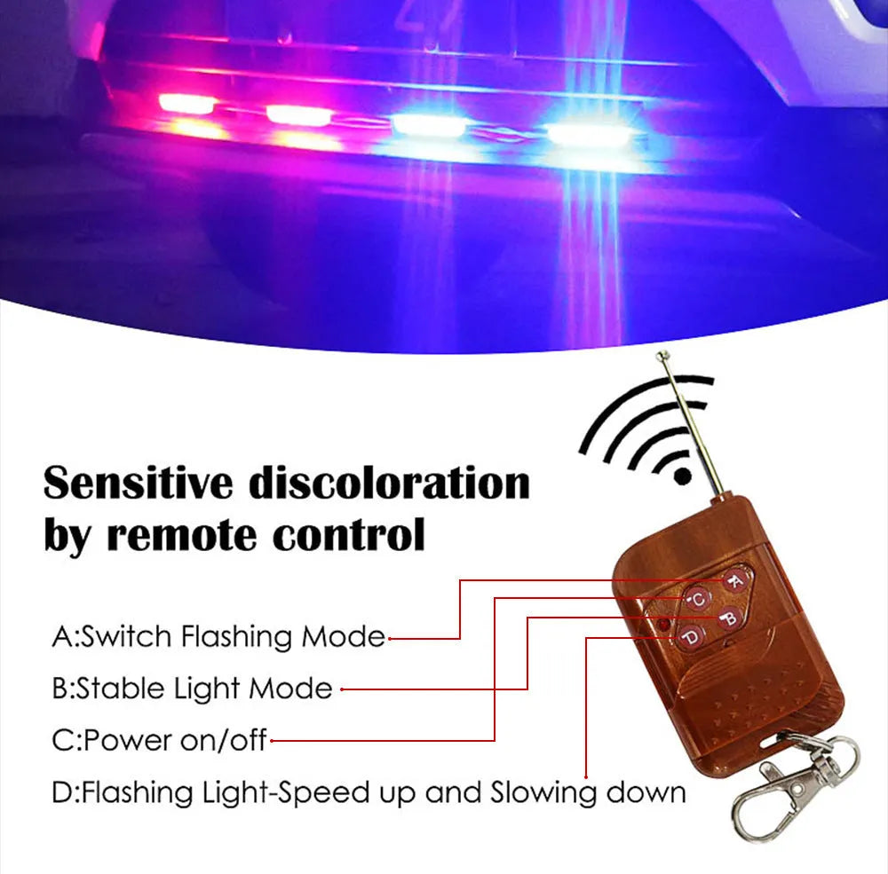 Car mounted LED wireless remote emergency warning light in black for automotive hazard signalling