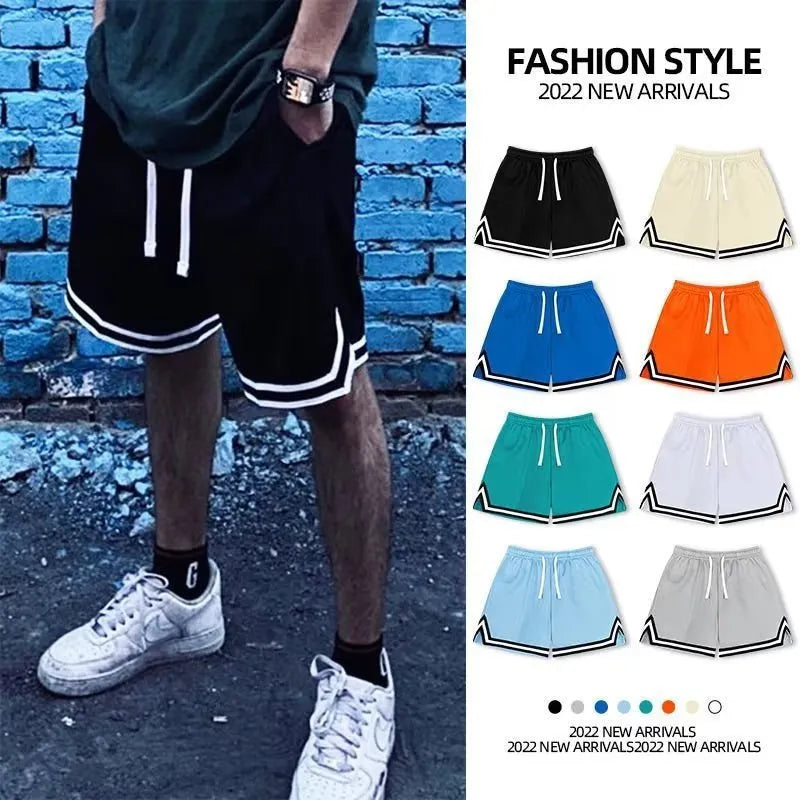 Men's polyester summer shorts in multiple colours with elastic waistband and loose fit design