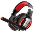 Wired gaming headset with microphone, over-ear design, available in Blue or Red, with 3.5mm plug