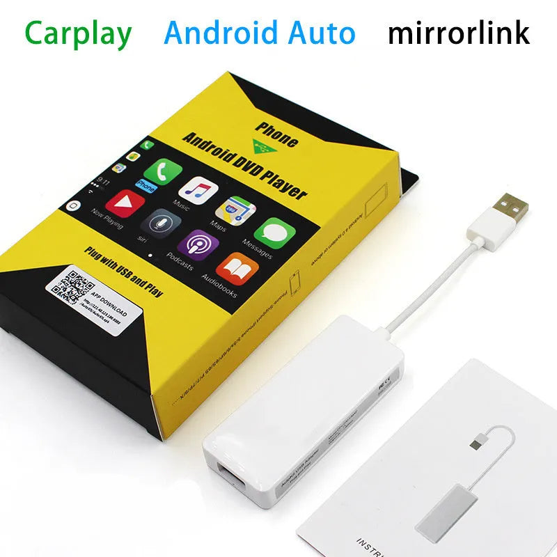 Android car navigation CarPlay module adapter with USB connection in black and white versions