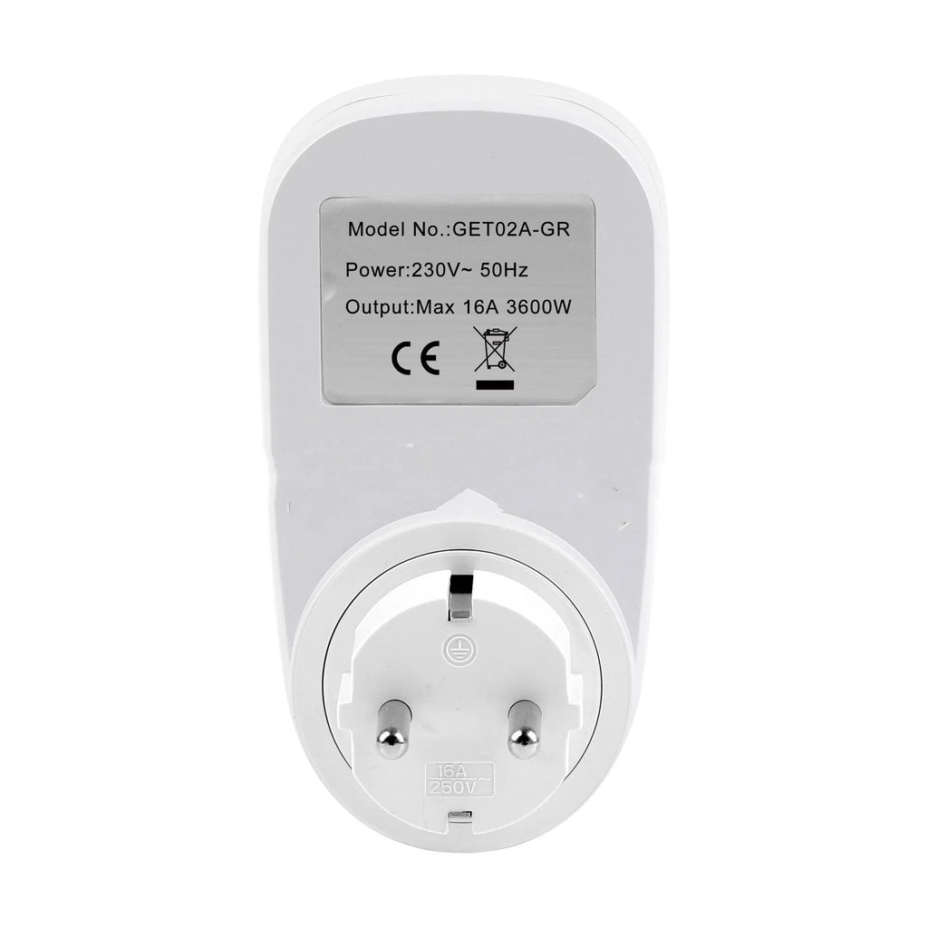 White digital timer timing programming socket with 7-day 20-group schedule, EU/UK/US plug options