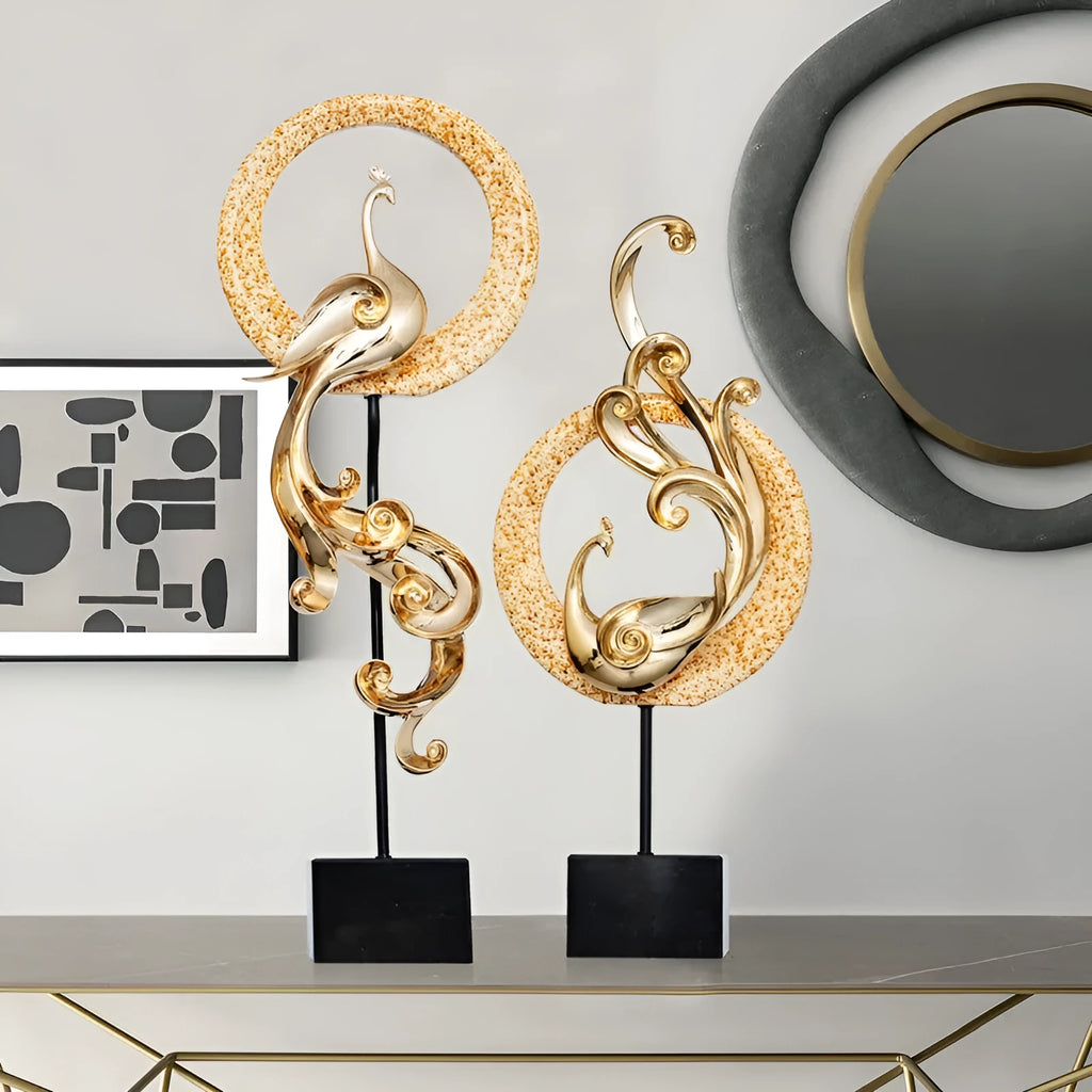 Large European style Phoenix ornament in synthetic resin with detailed craftsmanship