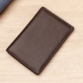 Men's genuine cowhide leather credit card holder in black with solid pattern