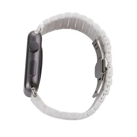Ceramic stainless steel watchband compatible with Apple Watch 38mm or 42mm in black colour, strap only