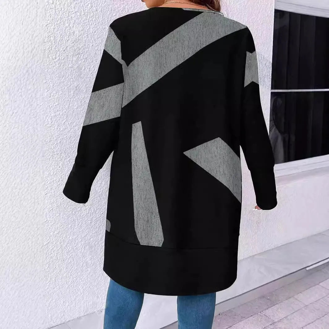 Black loose casual plus size knitwear cardigan with button stitching in Japanese Korean style