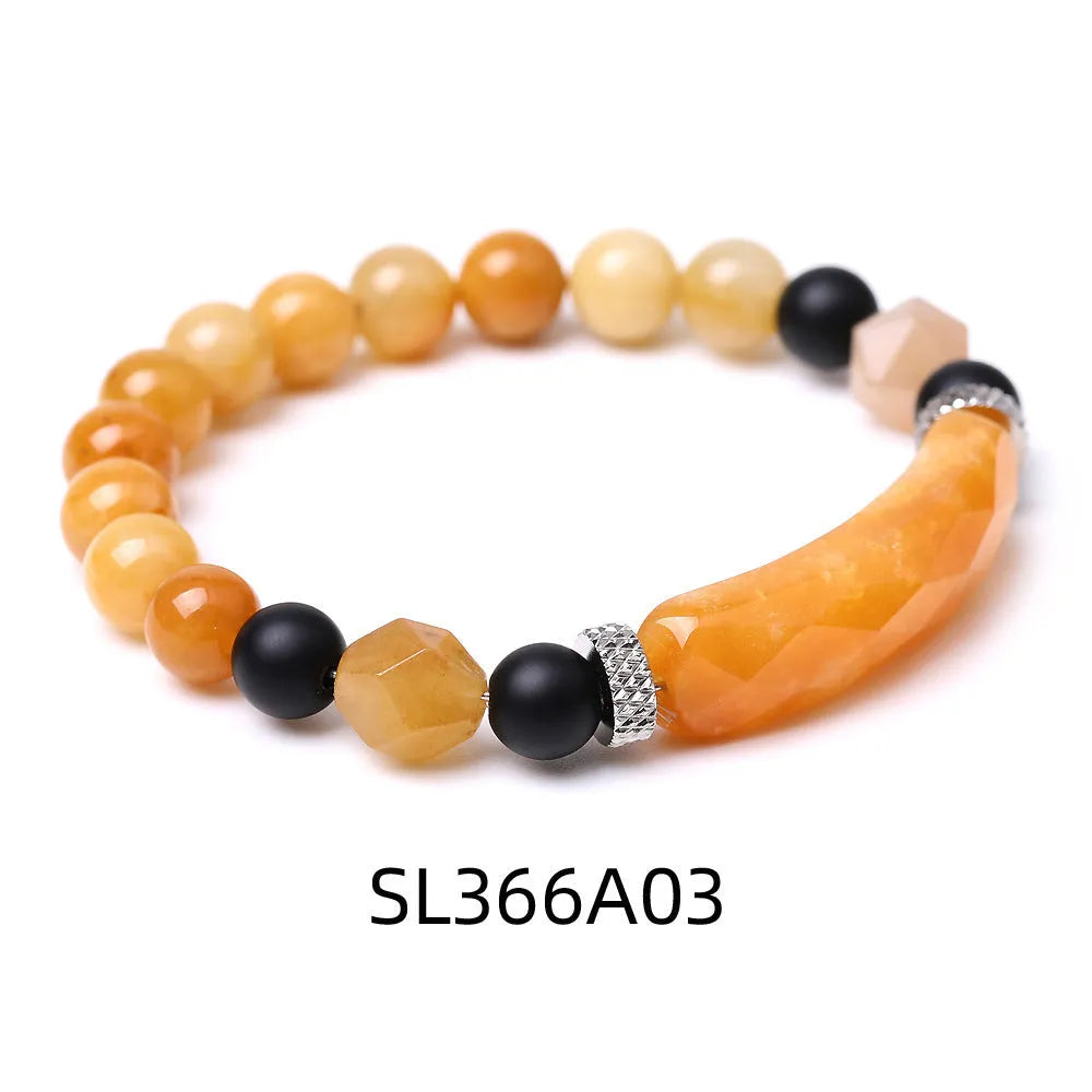 Handmade diamond-shaped agate bracelet with geometric design and fan elements