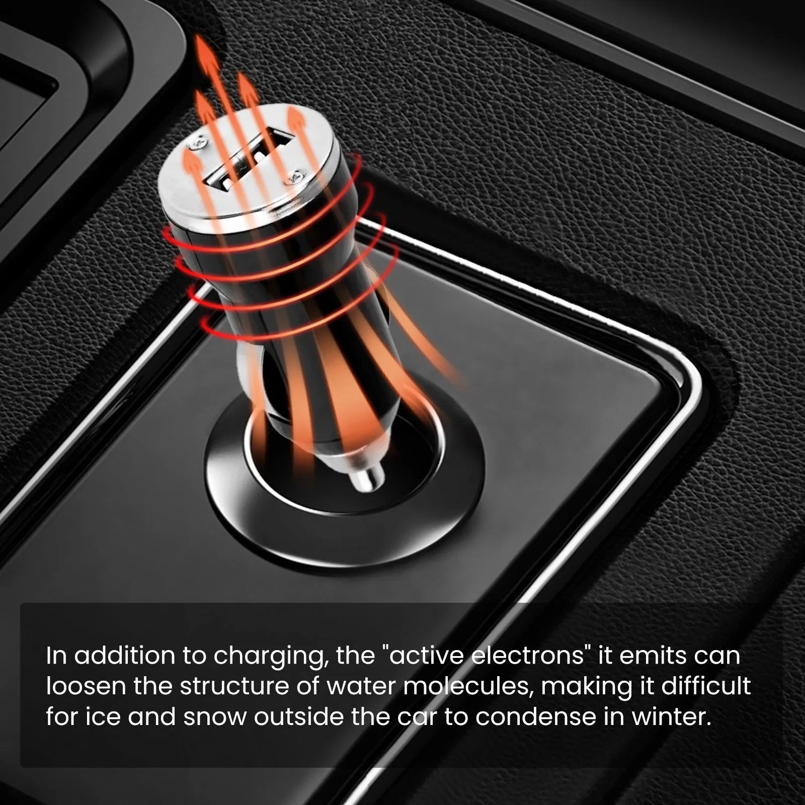 Black portable car snow melting tool with charger, 5.5x2.3 cm size