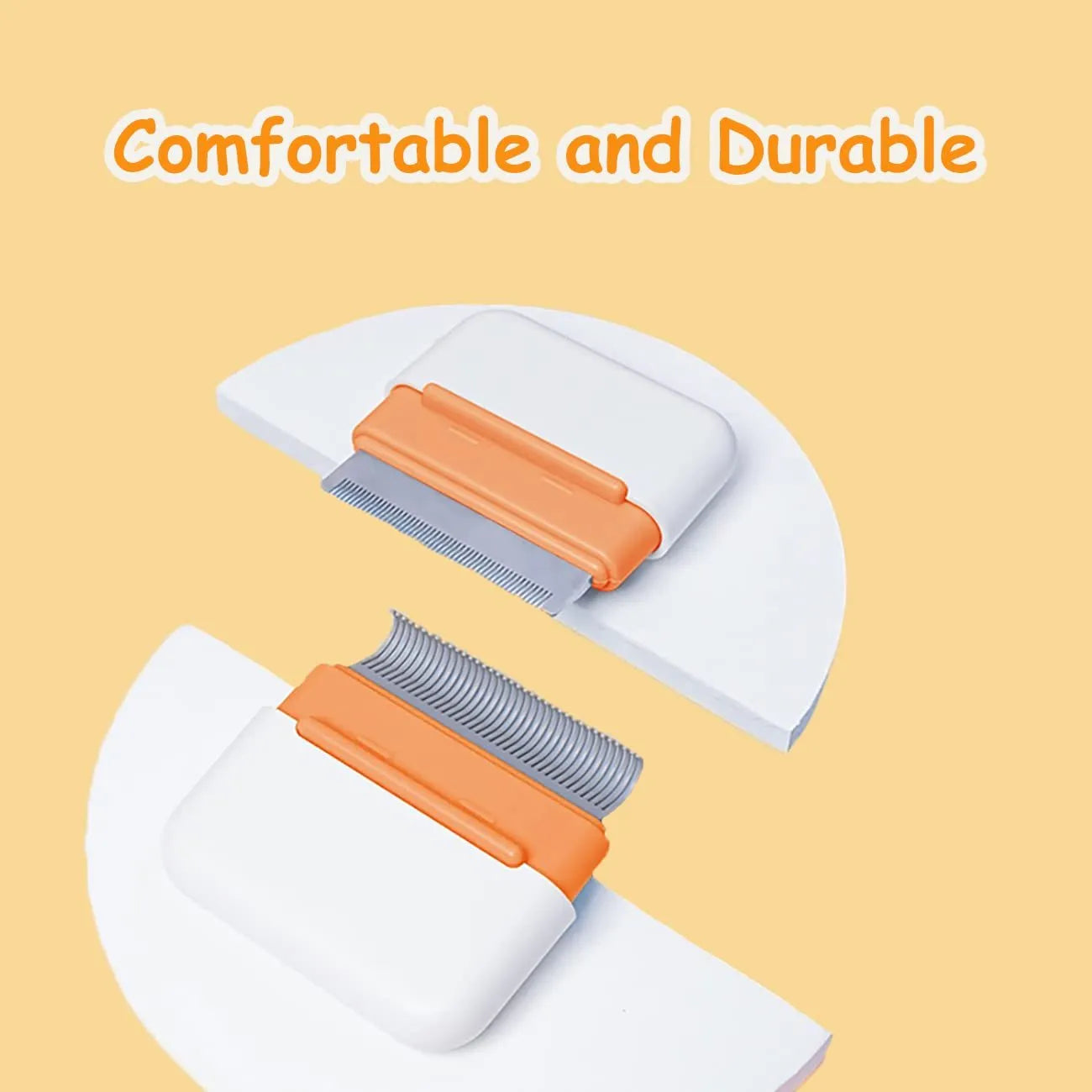 Blue double-sided pet comb for grooming and removing tangled fur from cats and dogs.