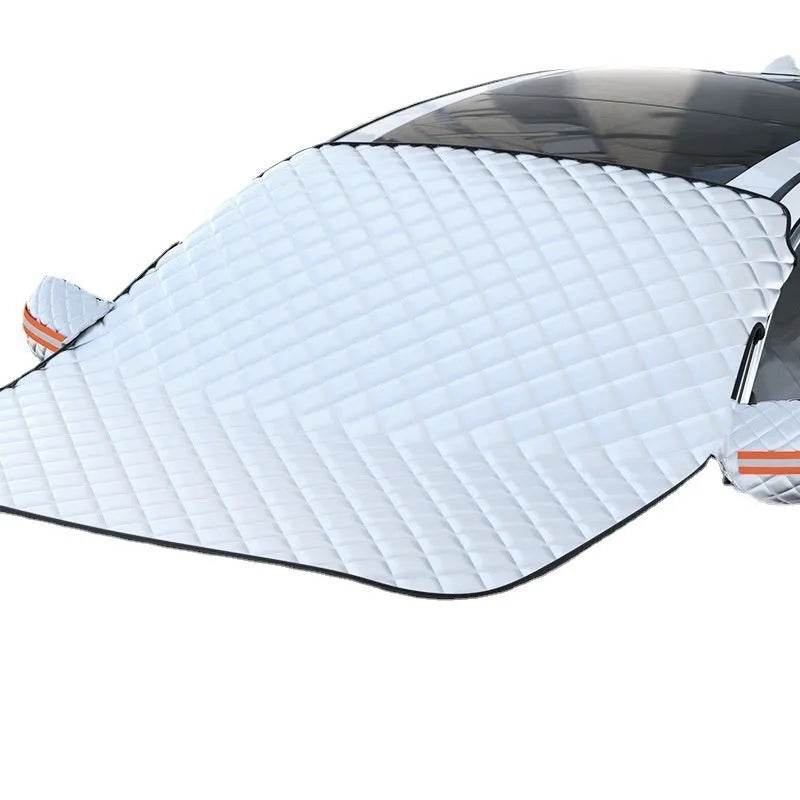 Aluminium foil winter car cover for SUV windshield with reflective stripes and magnets
