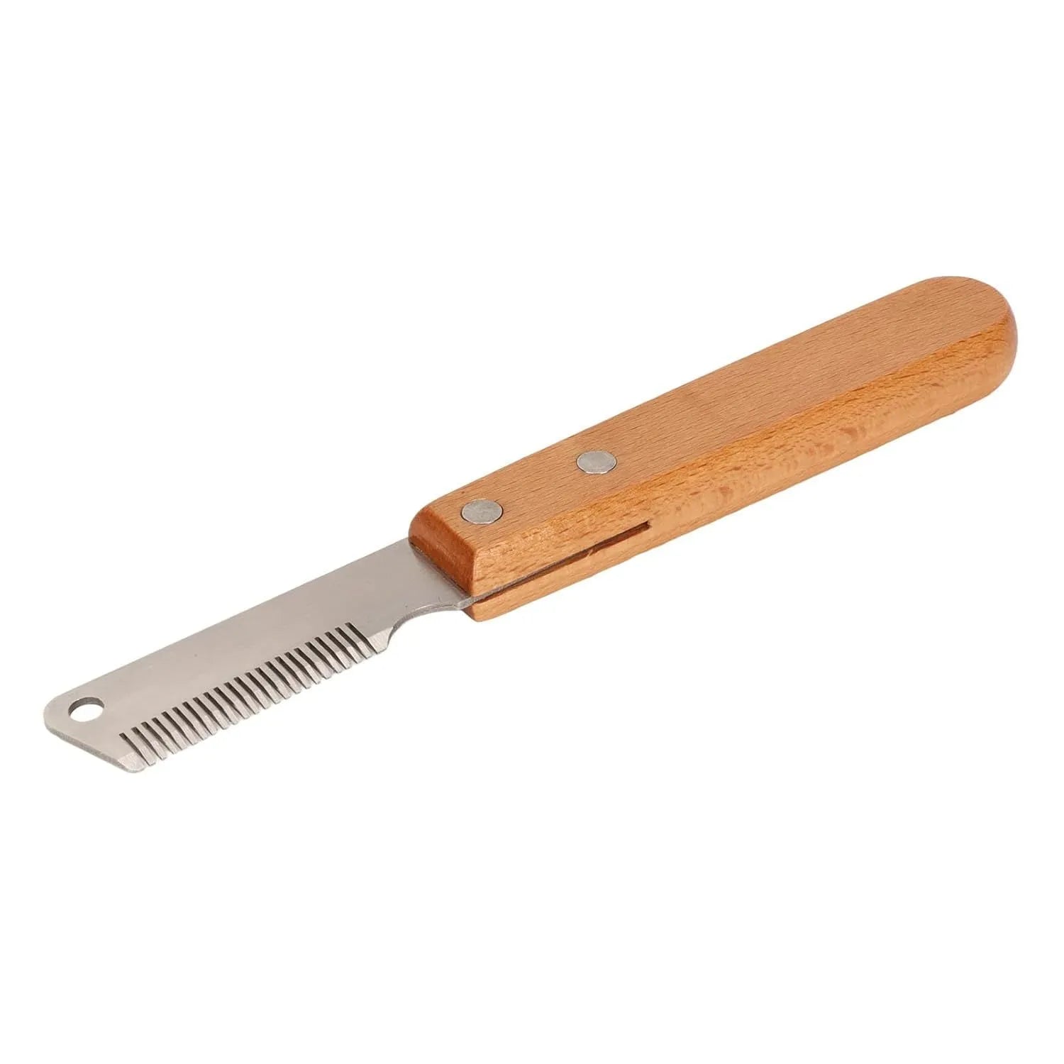 Wooden handle pet stripping comb for dogs and cats in two sizes