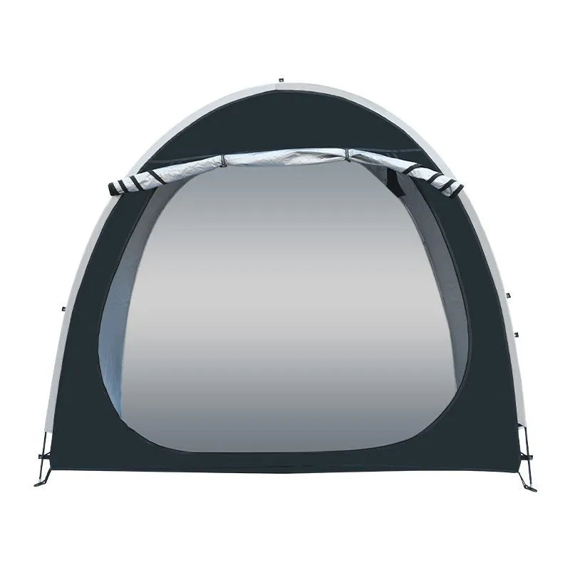 Black outdoor roof-style bicycle storage tent for two cars, 185x65x165cm, with ground nails and brackets