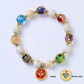 Handmade Fragrant Gray glass bracelet with 10mm geometric beads in God of Wealth design, five colours