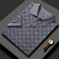 Men's short sleeve lapel sweater in mulberry silk for business casual office wear