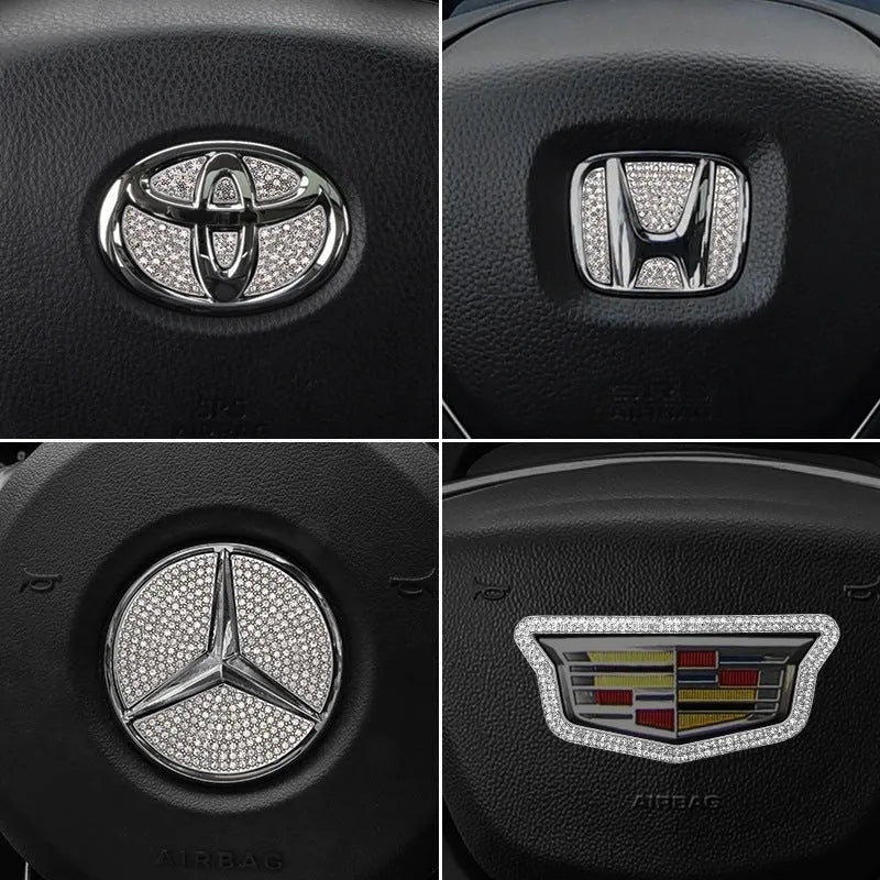Zinc alloy diamond inlay steering wheel decorative sticker for Toyota car interior