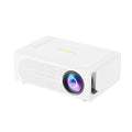 Black portable mini projector with wired mobile phone connectivity and compact design