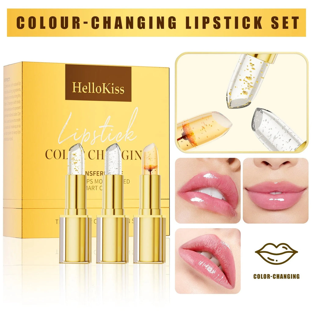YB1001 warm colour-changing anti-smudge lipstick in gold case with 3.5g net content