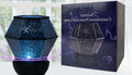 Circular LED rotating stars night light projecting coloured star patterns on wall