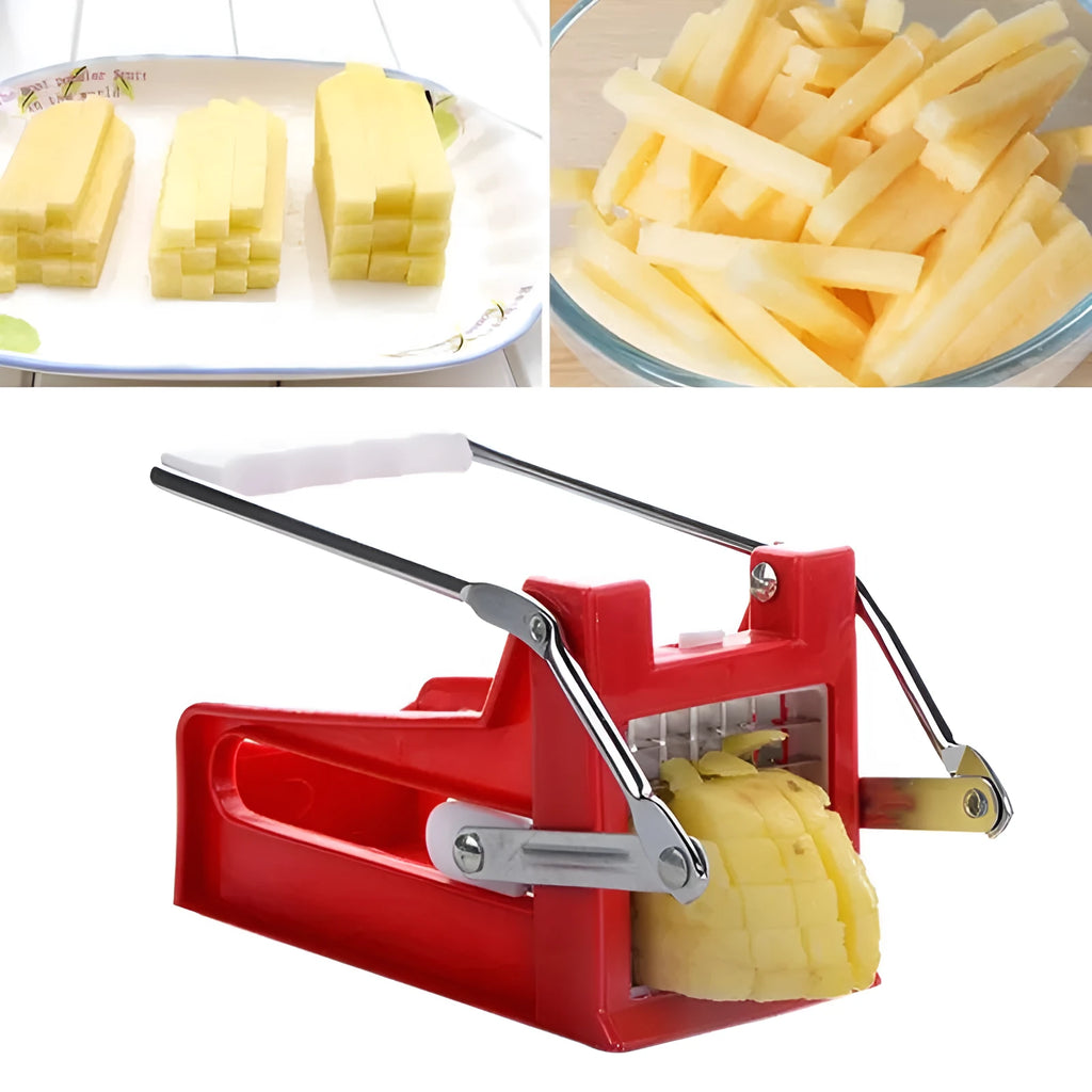 2-blade potato cutter chopper with stainless steel blades and non-slip rubber foot for french fries