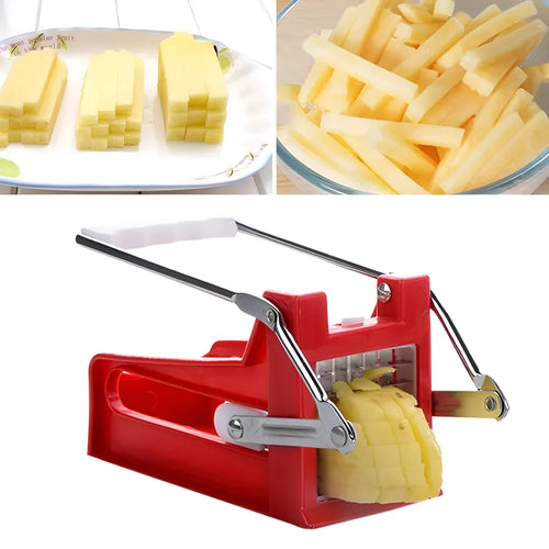 2-blade potato cutter chopper with stainless steel blades and non-slip rubber foot for french fries