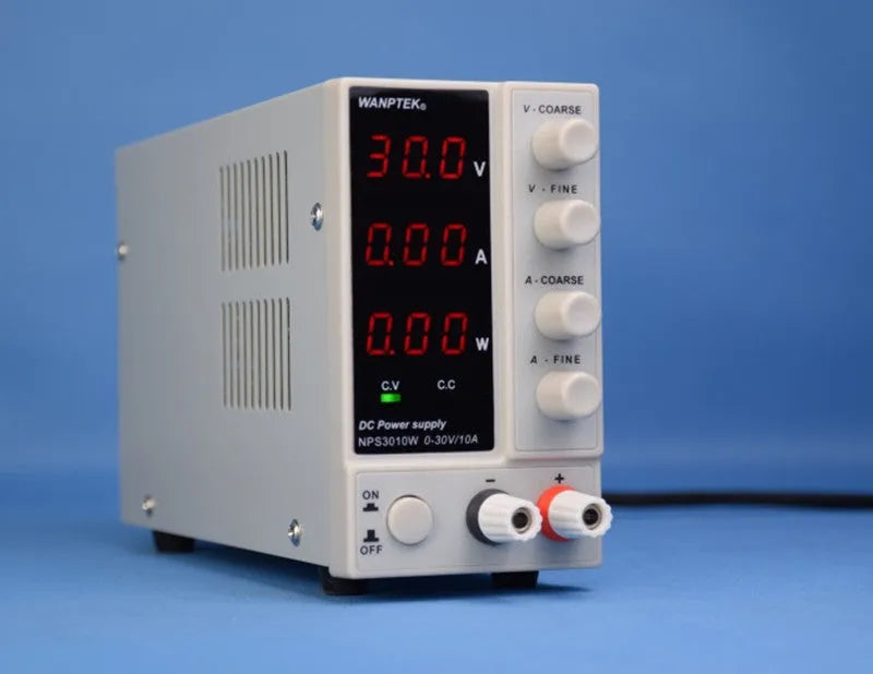 White adjustable DC power supply unit for mobile phone and notebook computer repair with voltage display